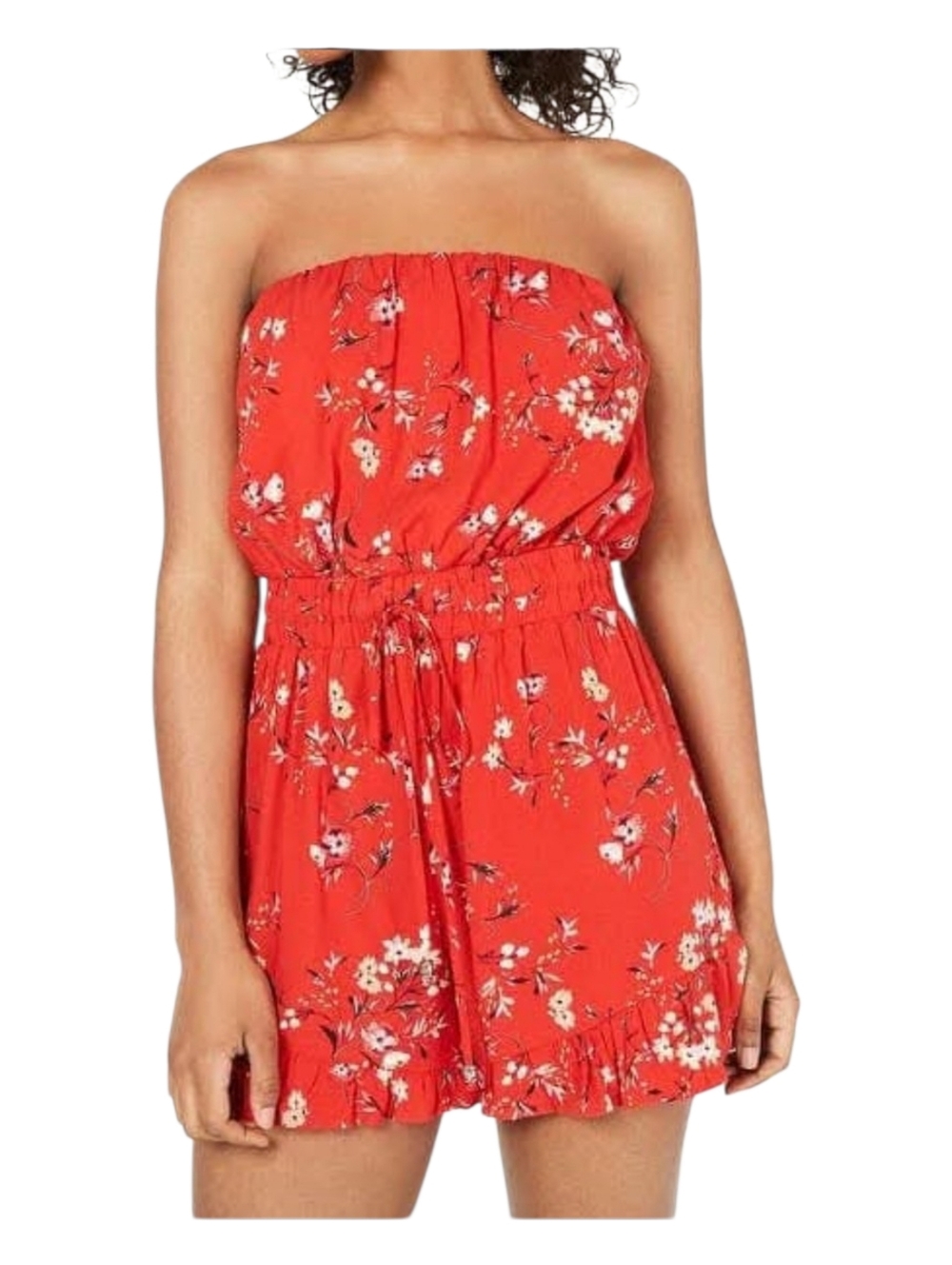 ❤️B2G1 New City Studio Large Red Ruffle Sleeveless Short Romper Floral